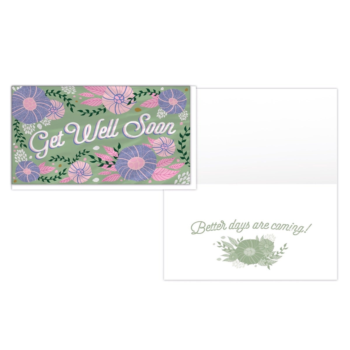 PaperCraft Handmade Get Well Soon Card – Glittery Flowers