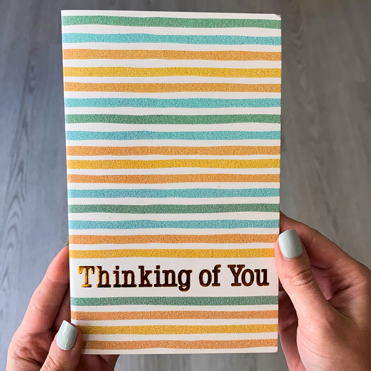PaperCraft Handmade Thinking Of You Card – Sparkling Stripes