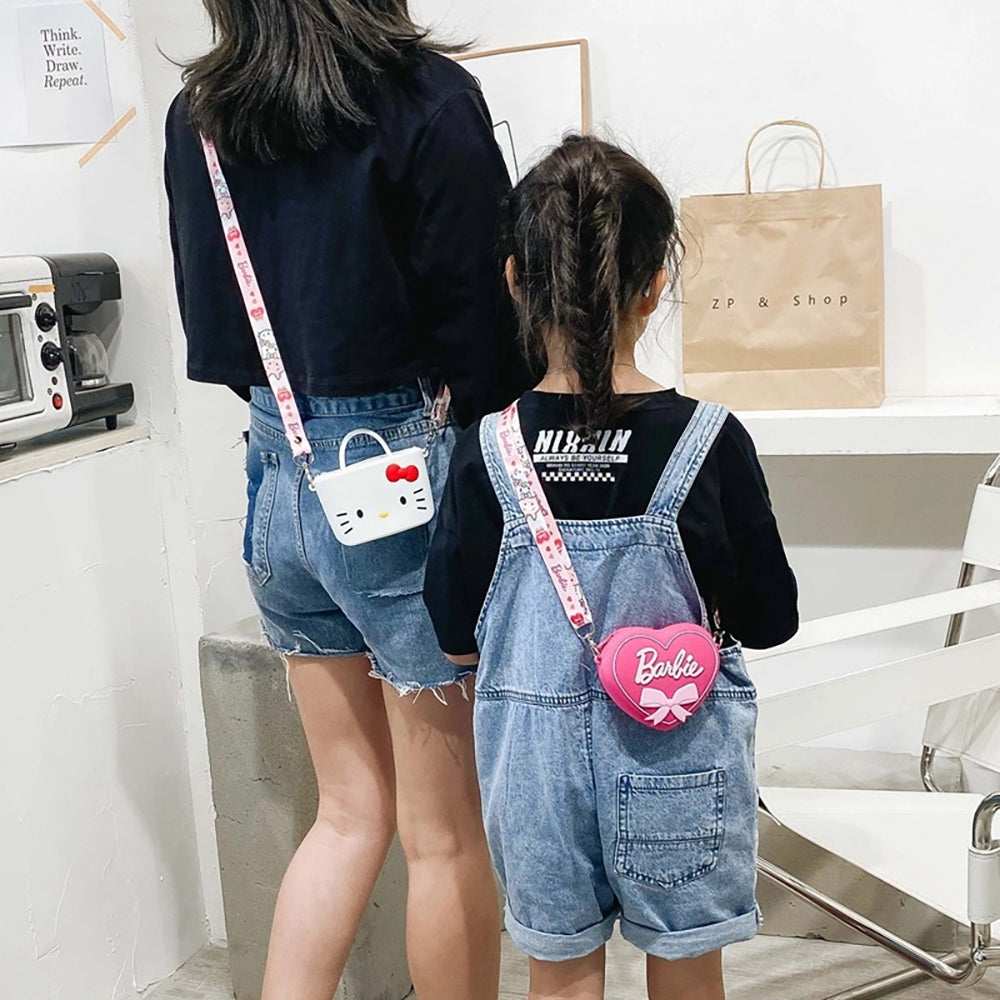 Barbie Coin Purse Crossbody Bag - Zipper Closure, Adjustable Ribbon Strap