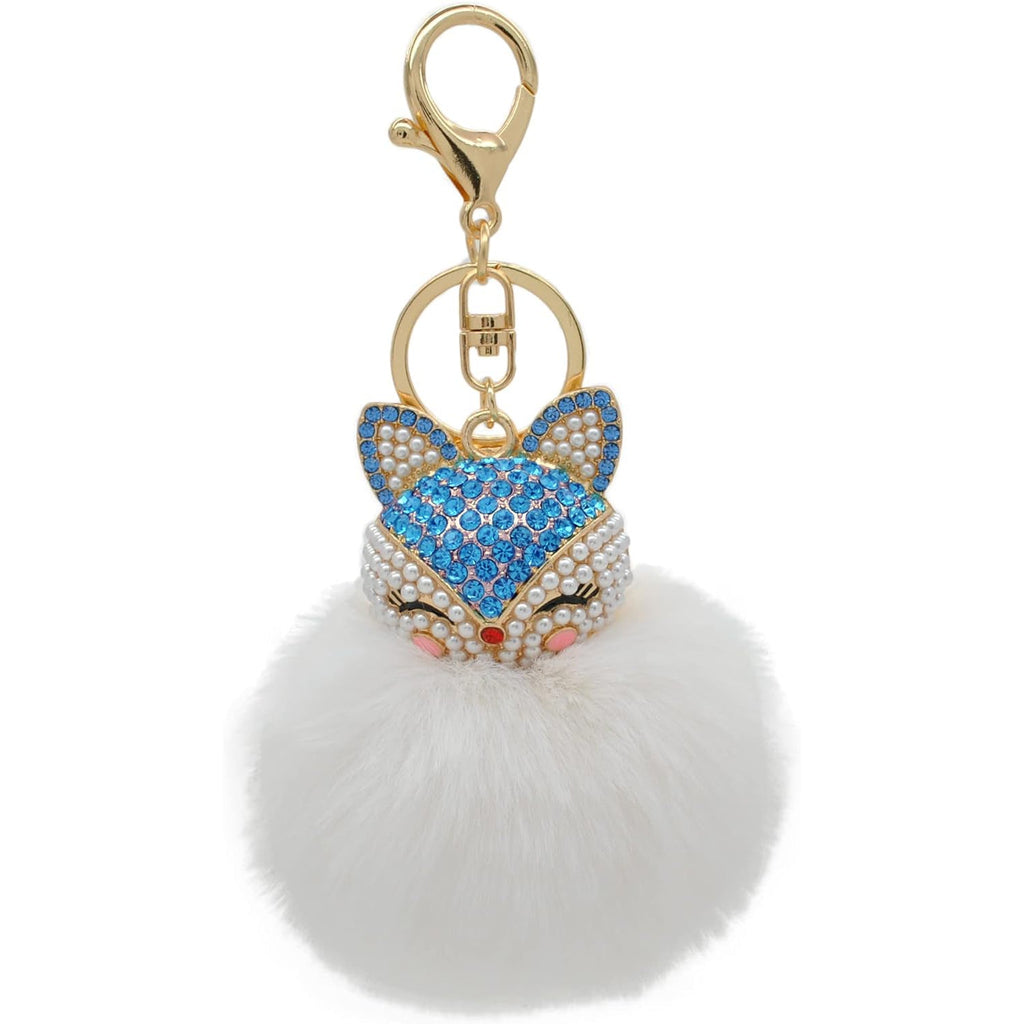 Fashion Fox Faux-Fur Pom Pom Keychain – Stylish And Cute For Keys Or Bag!